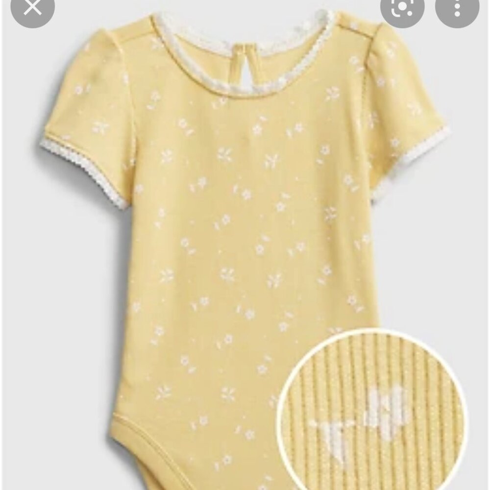 Gap Baby Lace-Trim Rib Bodysuit Yellow white Floral